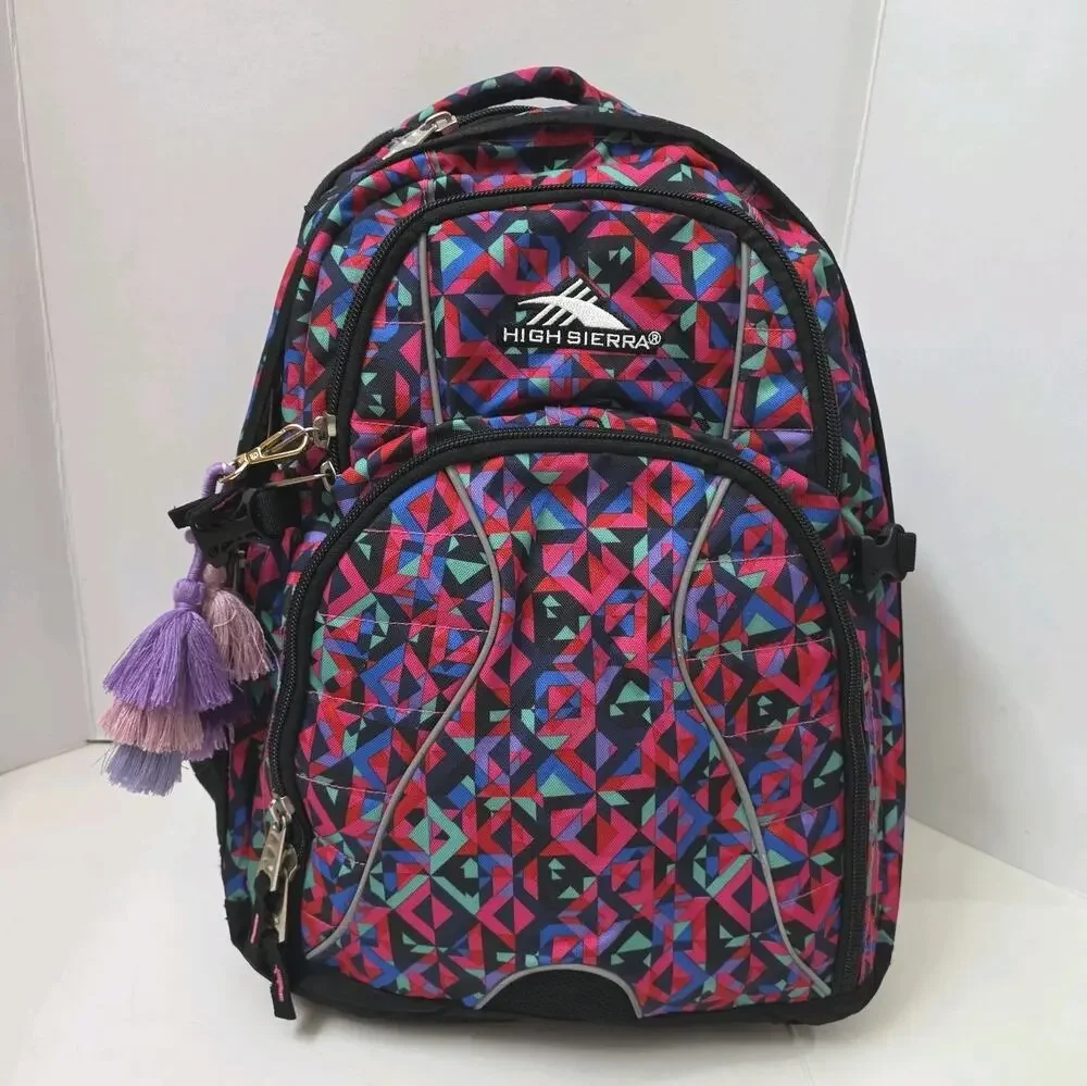High Sierra Backpack Geometric Large Multi Pocket Laptop School Travel Bag 18x13